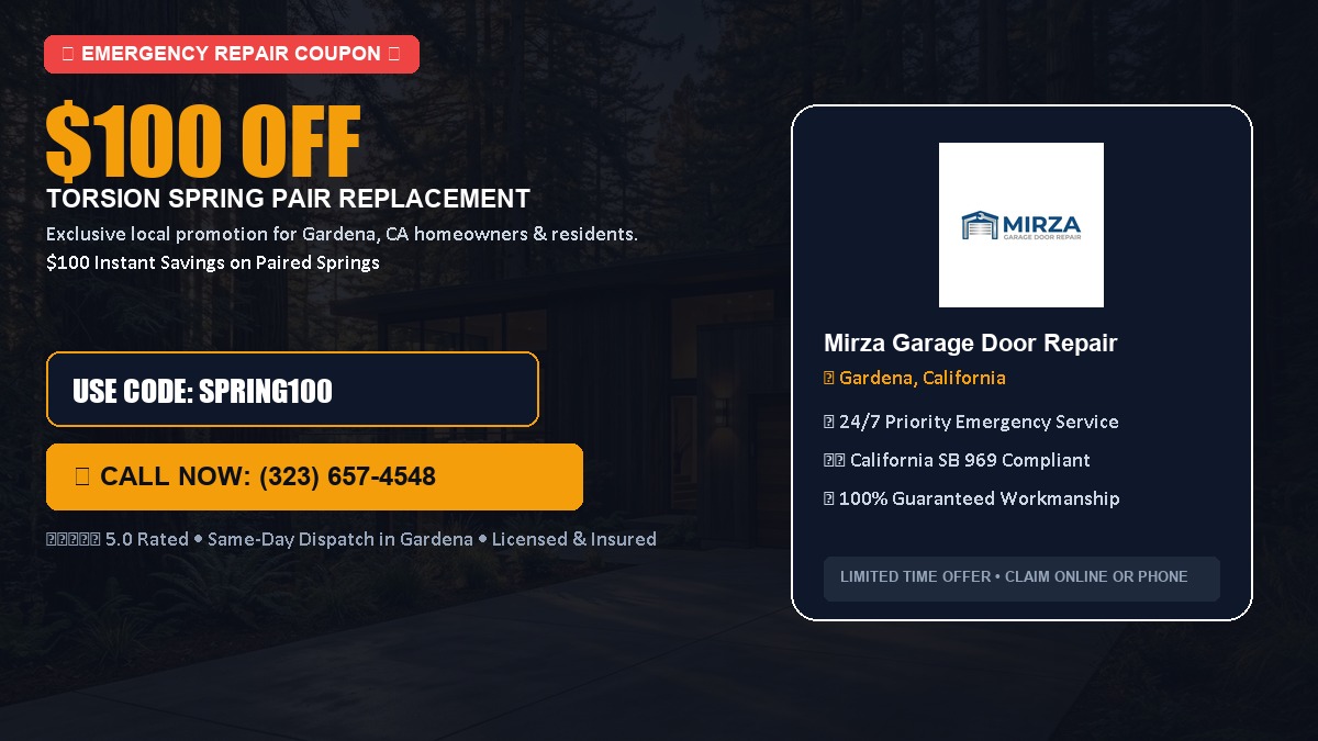 $100 OFF Heavy-Duty Torsion Spring Pair Replacement in Gardena, CA